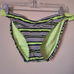 ⛱️ Adidas Bikini Lime Green Black Stripe Hipster Size 10 Swimsuit Bottom SPORTY!